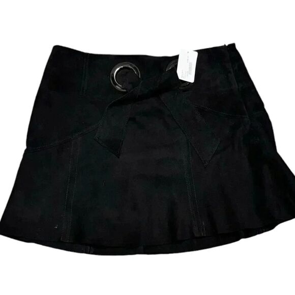 NWT women’s PARKER Patty Suede black Mini Skirt with belt SIZE 2 - Picture 3 of 8